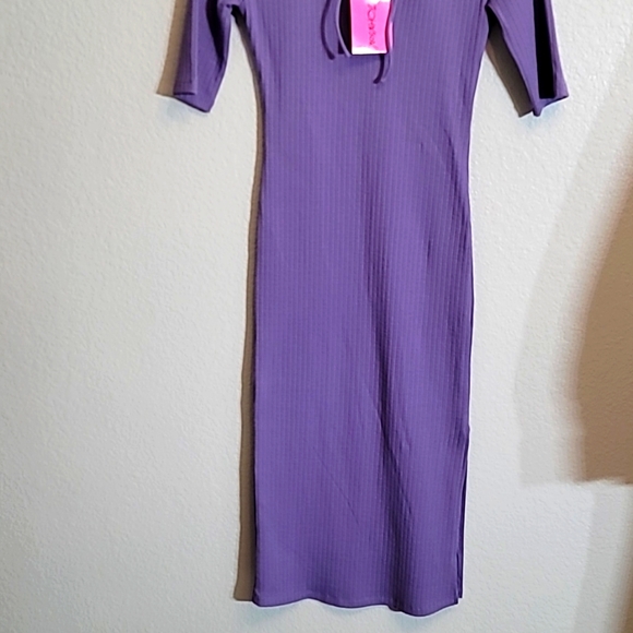 BETSEY JOHNSON Rib-Knit Lace-Up Bodycon Dress in Violet - Picture 7 of 13